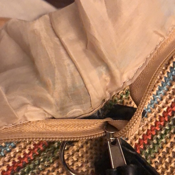 Wicker bag shoulder - multicoloured stripes - lined - Picture 5 of 6